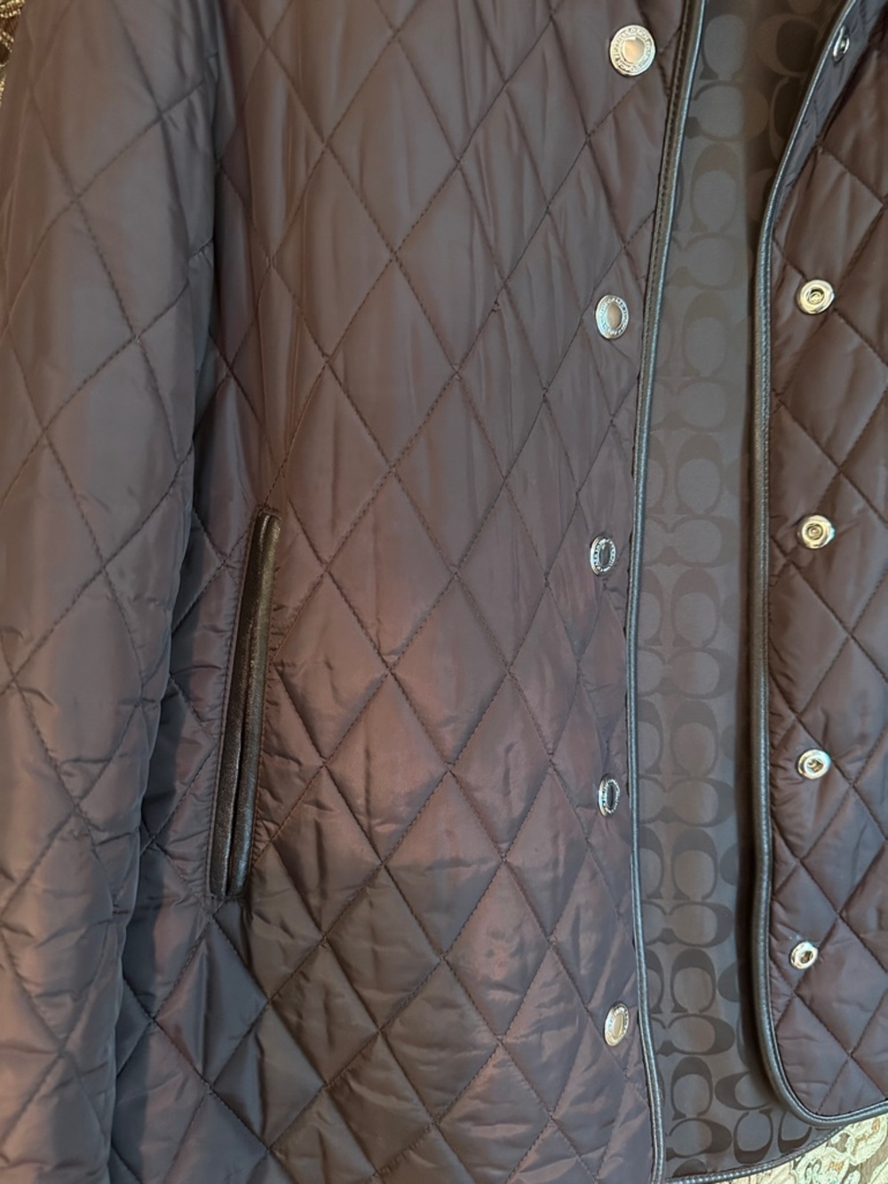 Coach Quilted Puffer Jacket in Dark Brown - Picture 4 of 4